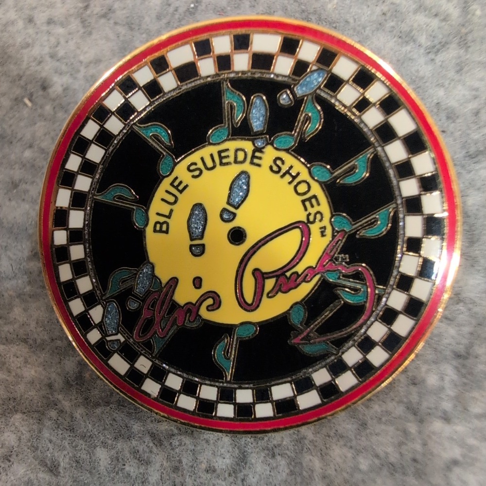 Elvis Presley Blue Suede Shoes Enamel Pin 2001 EPE Official Merch Gold Tone - Picture 1 of 4
